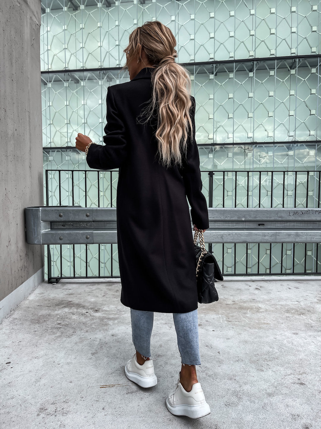 Trench in Lana - Cappotto lungo da donna doppiopetto in misto lana-Modasso