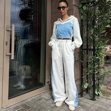 Tuta da donna | Con cerniera | Gamba larga | Set felpa | Set da jogging-Modasso