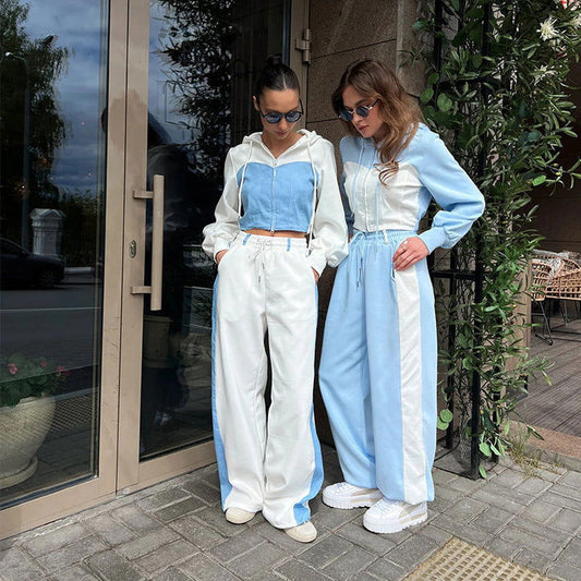 Tuta da donna | Con cerniera | Gamba larga | Set felpa | Set da jogging-Modasso