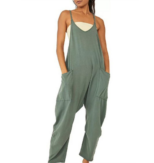 Tuta da donna | Senza maniche | Vestibilità ampia | Tuta casual | Salopette da donna-Verde-S-Modasso