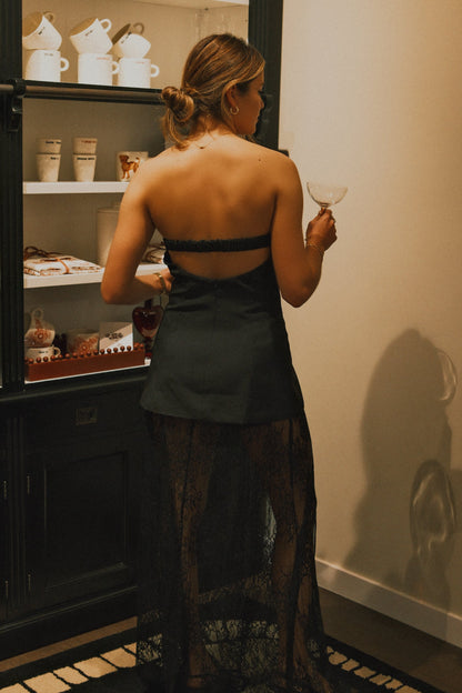 VESTITO NERO CORTO DONNA – ELEGANTE MINI ABITO DA FESTA CON SCHIENA SCOPERTA-Modaso