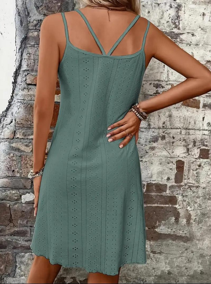 Vestito Estivo, Senza Maniche, Mini, Vestito Cami, Vestito da Sole-Modaso