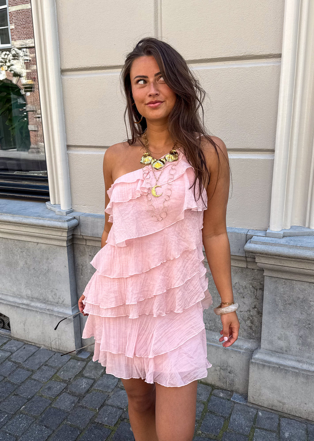 Vestito a Balze Asimmetrico - Abito Corto Monospalla Estivo-Modaso