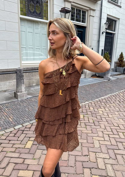 Vestito a Balze Asimmetrico - Abito Corto Monospalla Estivo-Modaso