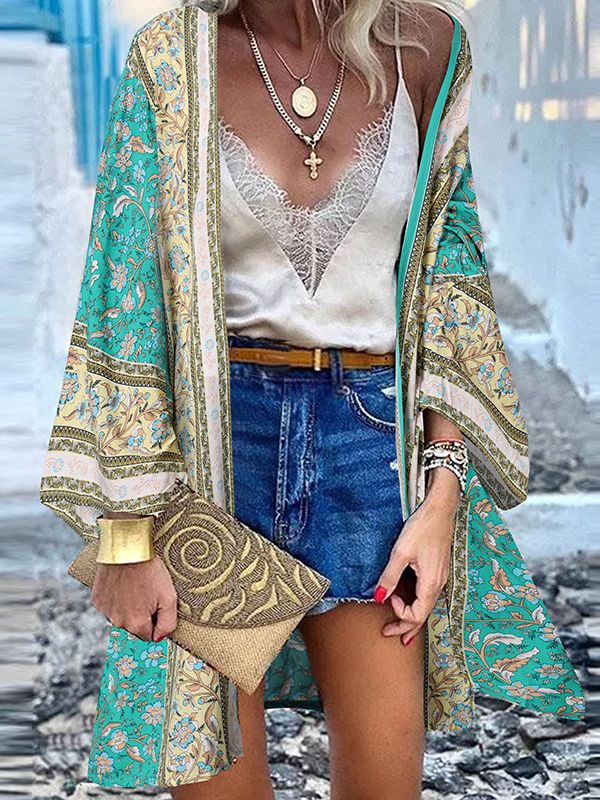 Zanzi Cardigan Boho, Un kimono allegro, elegante e di lunghezza media!-Modaso