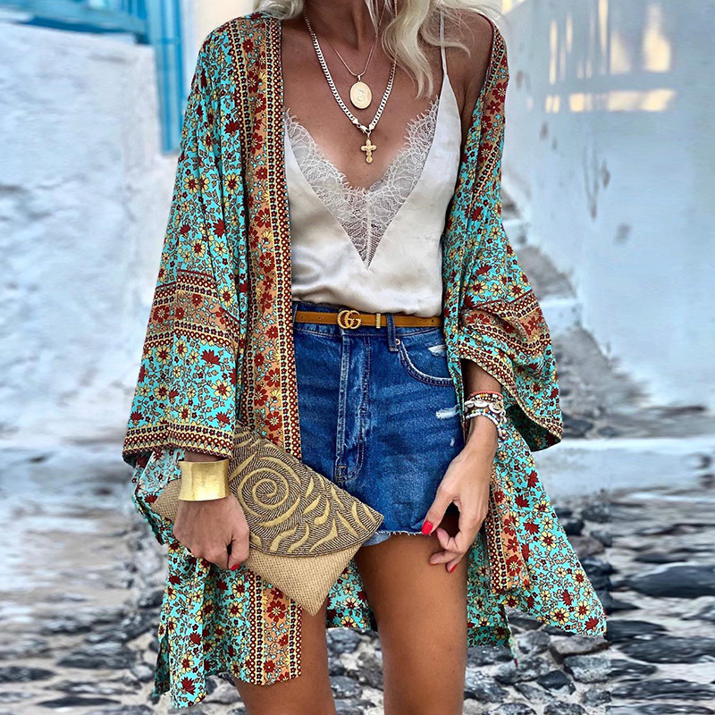 Zanzi Cardigan Boho, Un kimono allegro, elegante e di lunghezza media!-Modaso