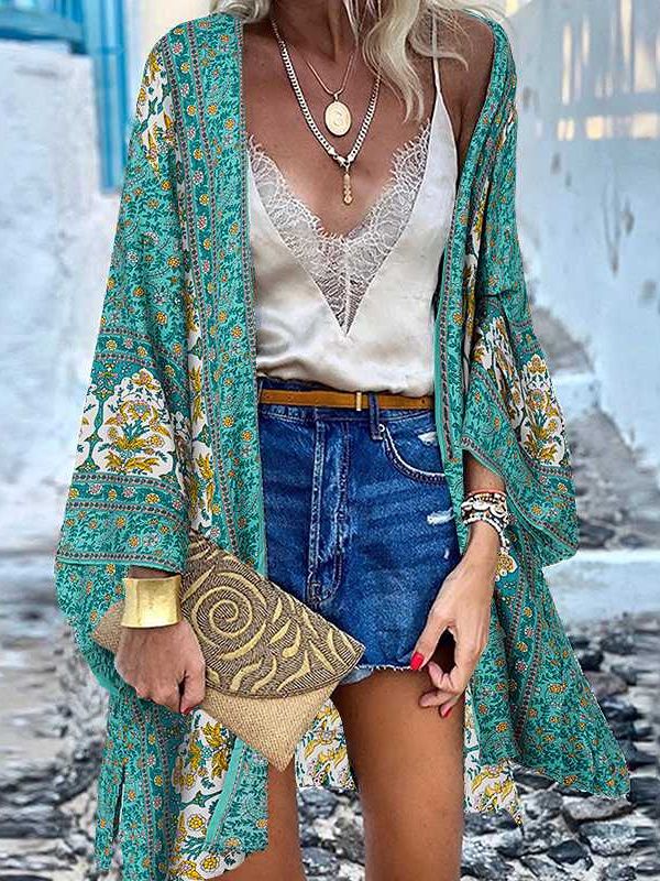 Zanzi Cardigan Boho, Un kimono allegro, elegante e di lunghezza media!-Modaso