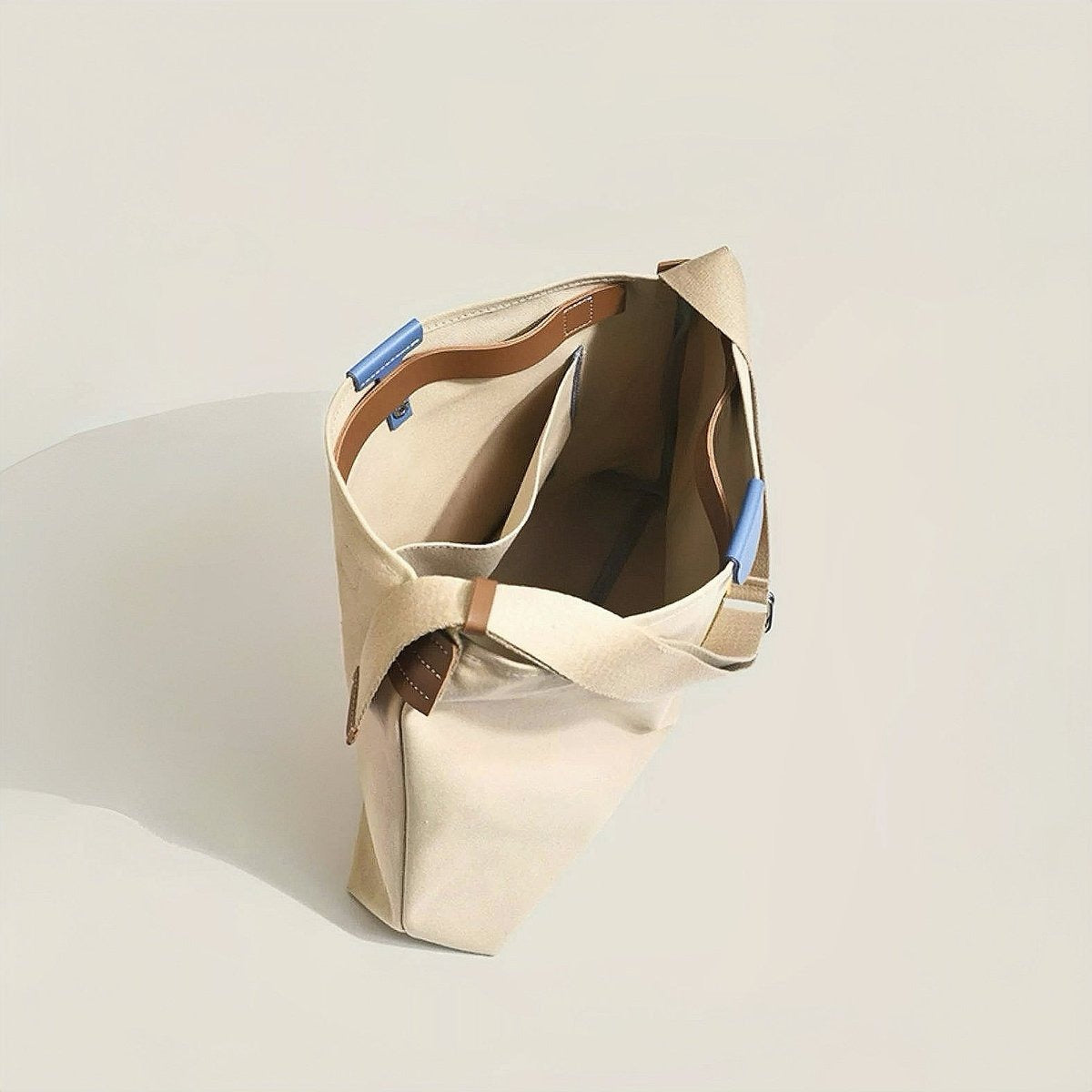 Borsa Capiente Donna, Tela, Tasca in Ecopelle, Tracolla Regolabile-Modaso