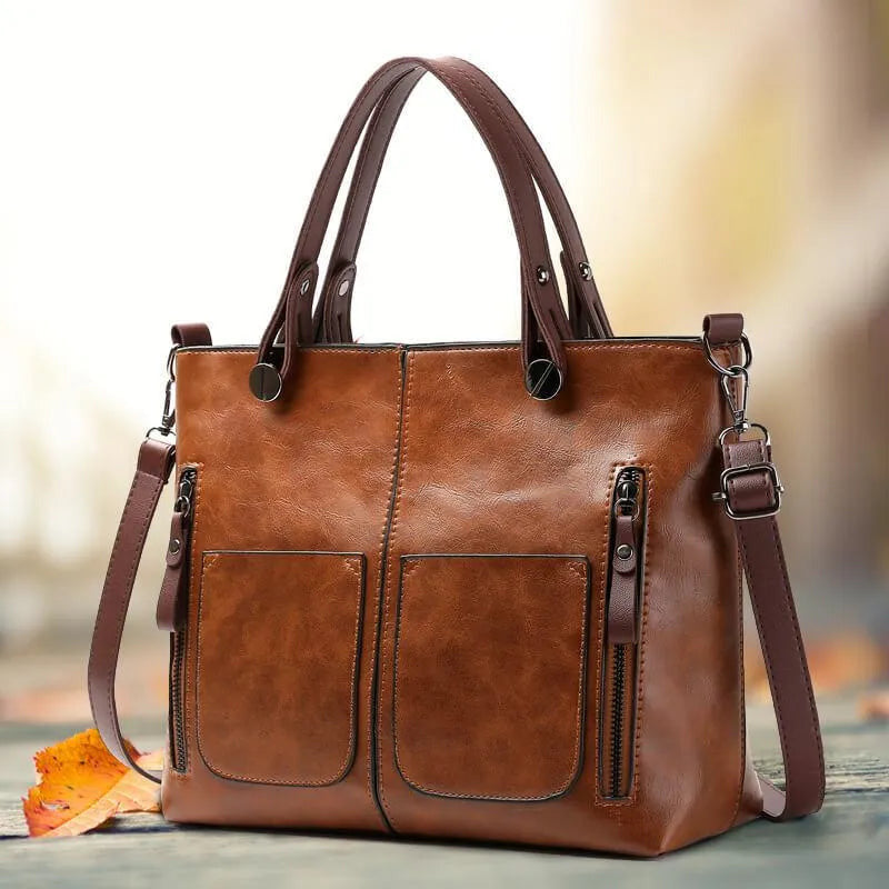 Borsa con Tasche Esterne Donna, Ecopelle, Tracolla Regolabile-Modaso