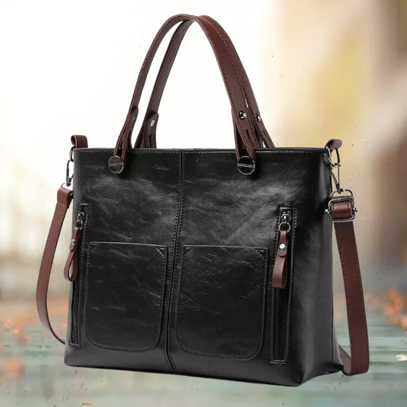 Borsa con Tasche Esterne Donna, Ecopelle, Tracolla Regolabile-Modaso