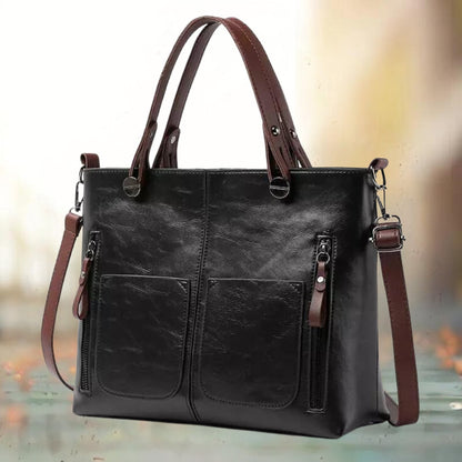 Borsa con Tasche Esterne Donna, Ecopelle, Tracolla Regolabile-Modaso