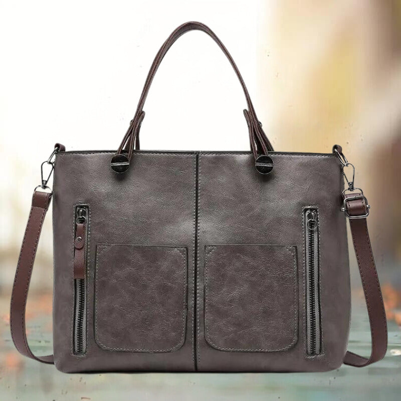 Borsa con Tasche Esterne Donna, Ecopelle, Tracolla Regolabile-Modaso