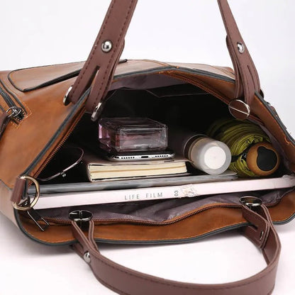 Borsa con Tasche Esterne Donna, Ecopelle, Tracolla Regolabile-Modaso