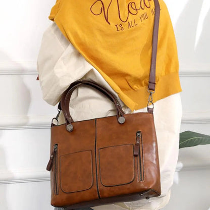 Borsa con Tasche Esterne Donna, Ecopelle, Tracolla Regolabile-Modaso
