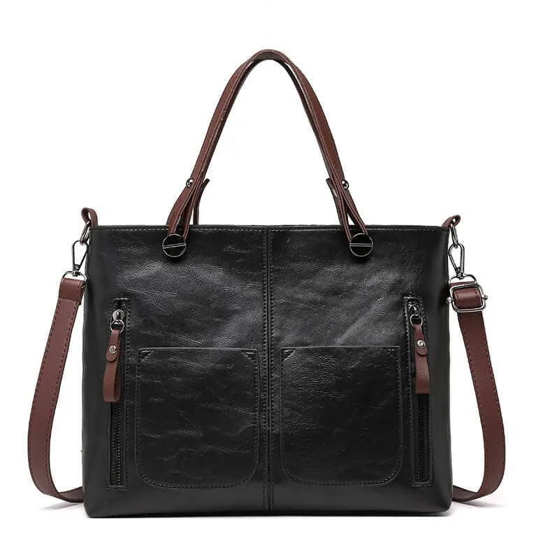 Borsa con Tasche Esterne Donna, Ecopelle, Tracolla Regolabile-Modaso