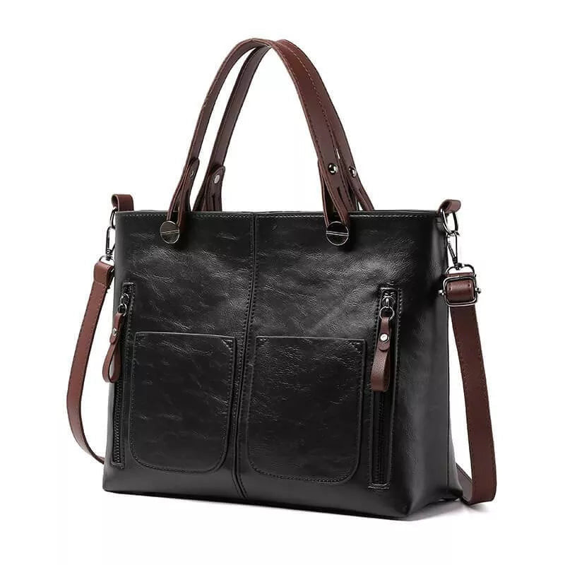Borsa con Tasche Esterne Donna, Ecopelle, Tracolla Regolabile-Modaso