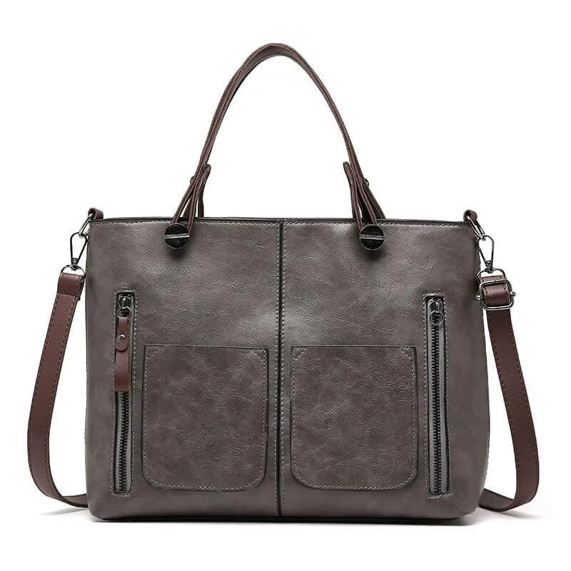 Borsa con Tasche Esterne Donna, Ecopelle, Tracolla Regolabile-Modaso