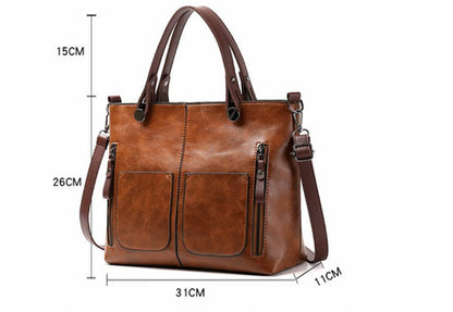 Borsa con Tasche Esterne Donna, Ecopelle, Tracolla Regolabile-Modaso