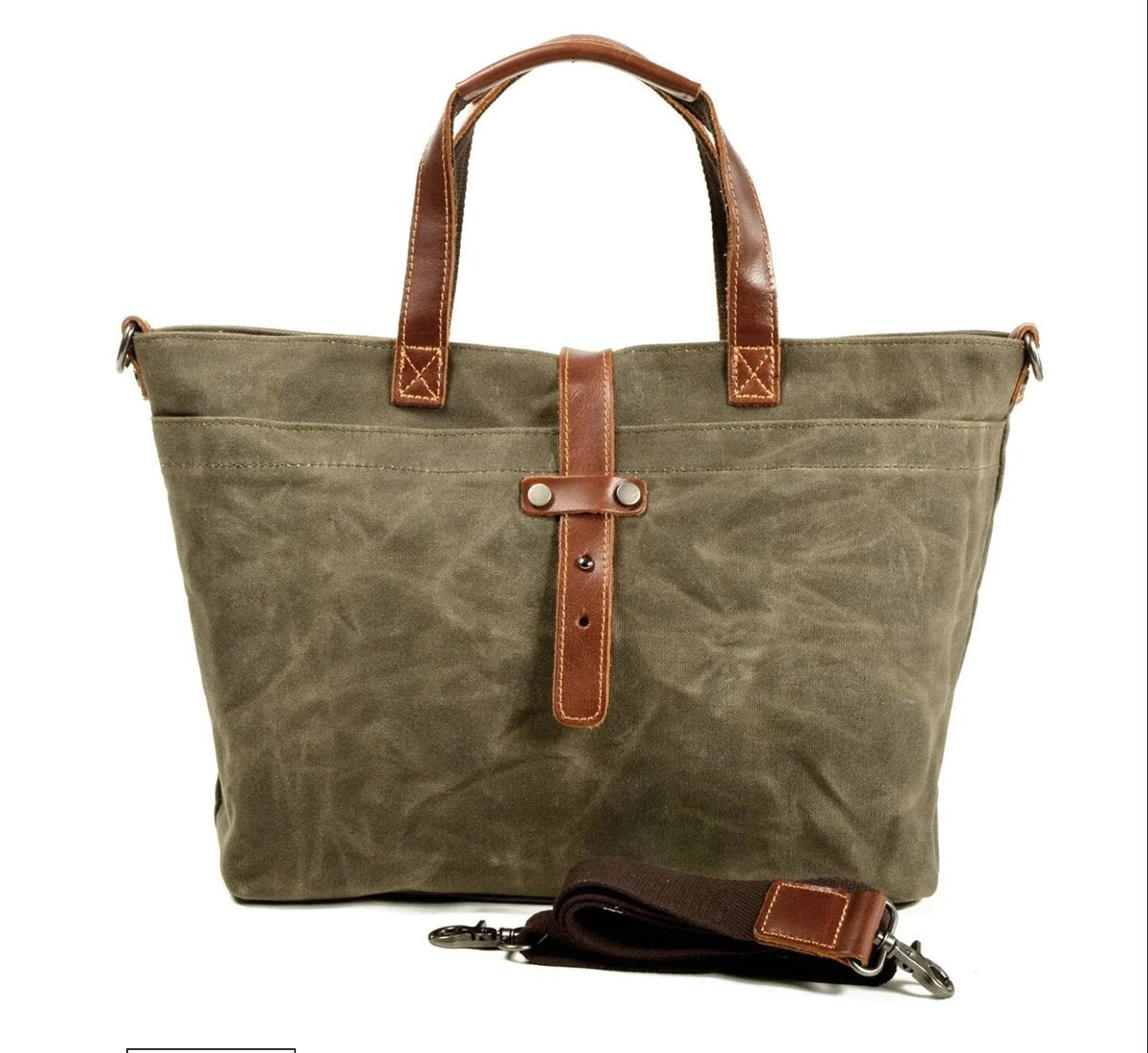 Borsa da Lavoro, Tela Cerata, Pelle, Tracolla Removibile-Modaso