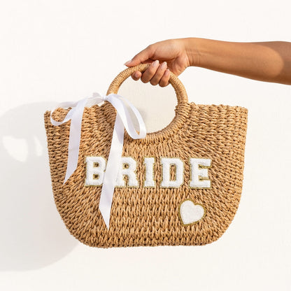 Borsa di Rafia, Intrecciata a Mano, Fiocco-Modaso