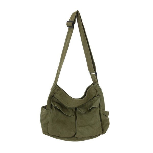 Borsa in Tela, Oversize, Tracolla Regolabile, Tasche Frontali-Modaso