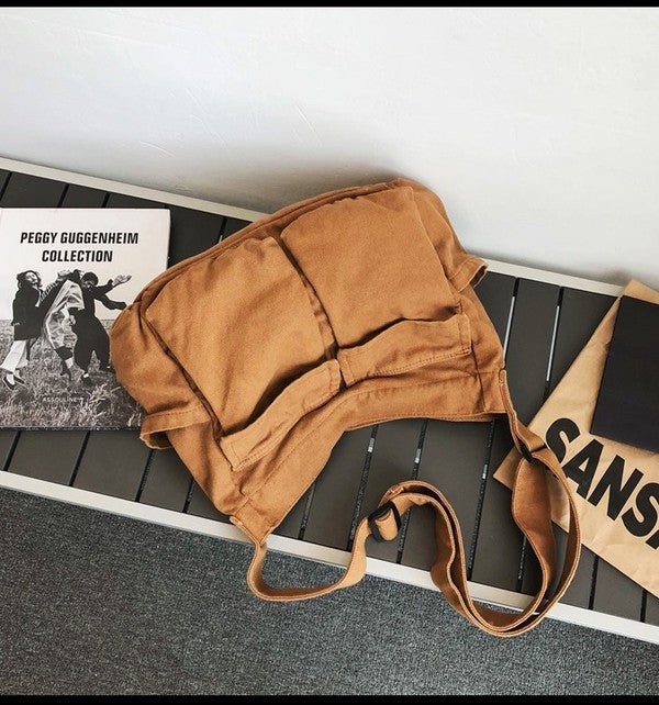 Borsa in Tela, Oversize, Tracolla Regolabile, Tasche Frontali-Modaso