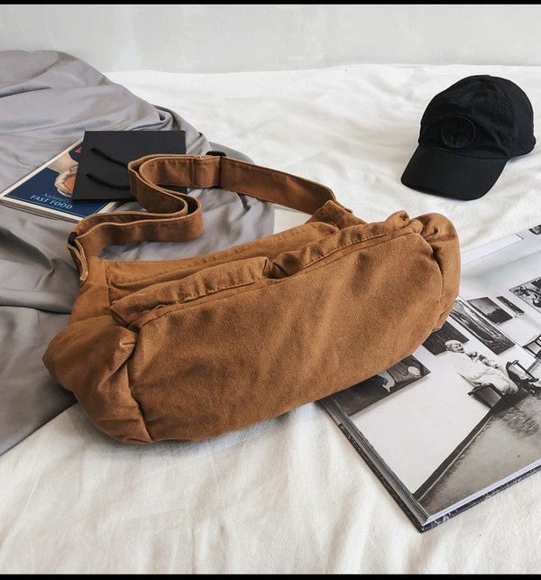 Borsa in Tela, Oversize, Tracolla Regolabile, Tasche Frontali-Modaso
