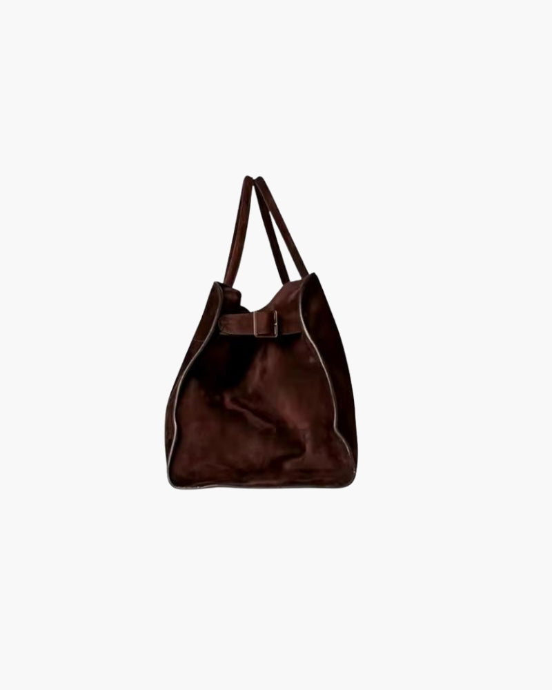 Borsa Marrone Donna, Shopper Grande in Velluto, Manici Rinforzati-Modaso