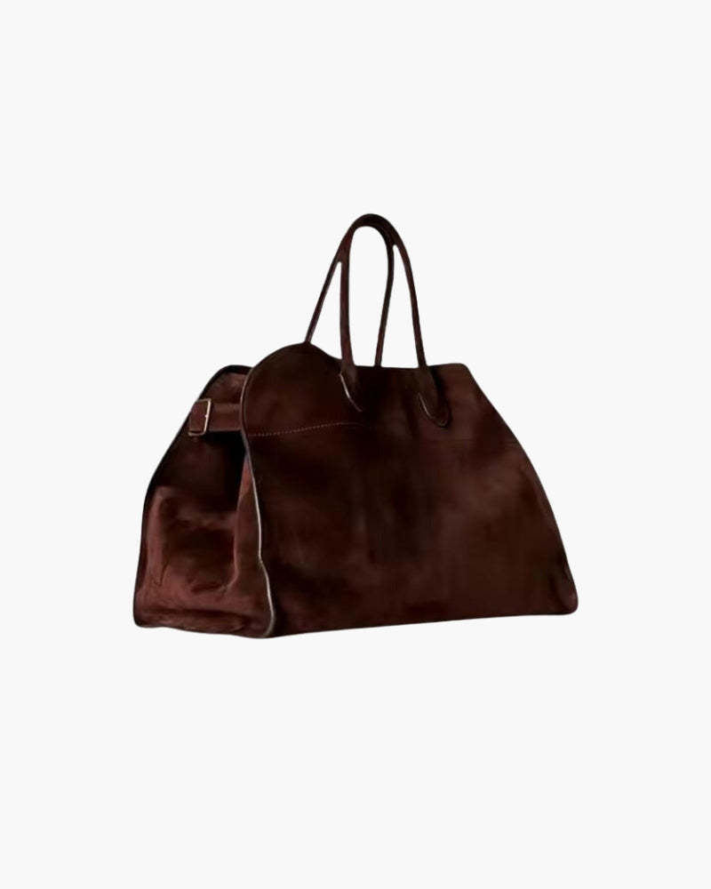 Borsa Marrone Donna, Shopper Grande in Velluto, Manici Rinforzati-Modaso