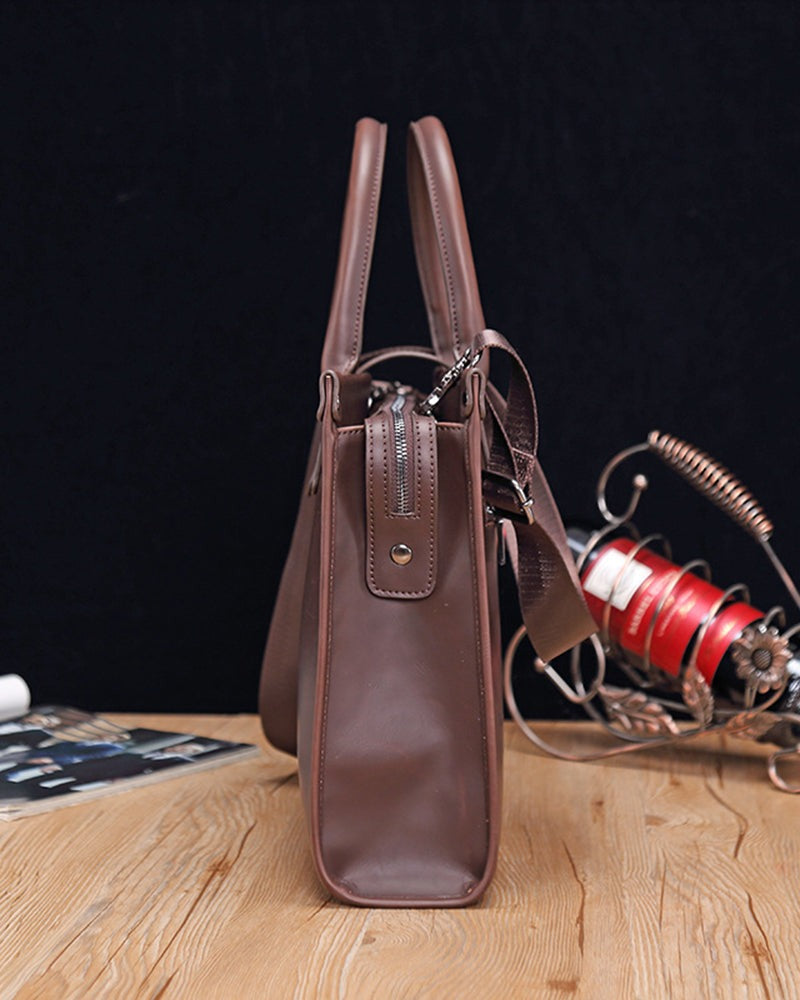 Borsa Porta PC Donna, Pelle Liscia, Struttura Rigida, Tracolla Rimovibile-Modaso