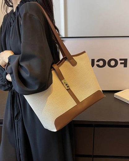 Borsa Tote Donna, Tela e Pelle, Chiusura Girevole-Modaso