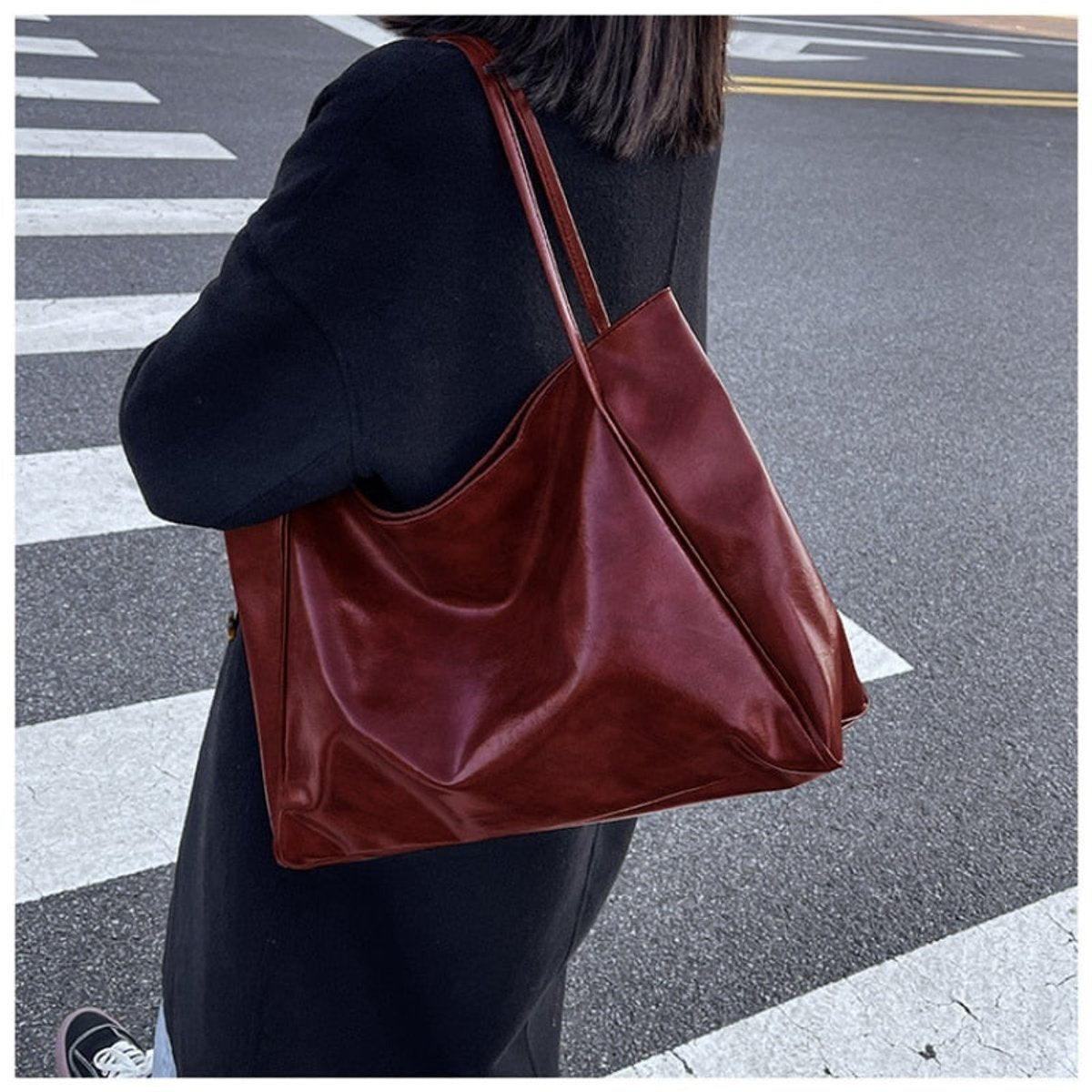 Borsa Vintage Donna, Ecopelle, Spallacci Doppi, Grande Capienza-Modaso