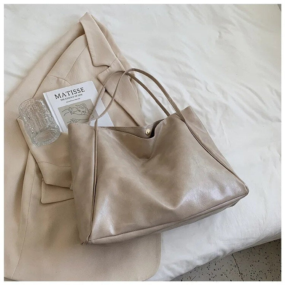 Borsa Vintage Donna, Ecopelle, Spallacci Doppi, Grande Capienza-Modaso