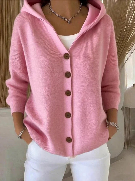 Cardigan in Cotone Donna, Cappuccio, Bottoni, Vestibilità Comoda-Modaso