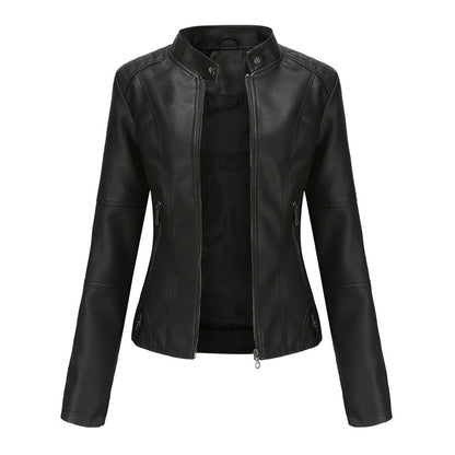 Giacca Ecopelle Donna, Biker, Collo alla Coreana, Zip-Modaso