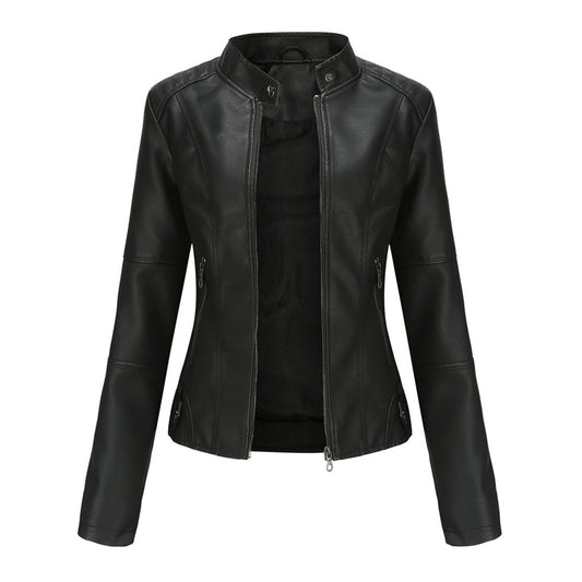 Giacca Ecopelle Donna, Biker, Collo alla Coreana, Zip-Modaso