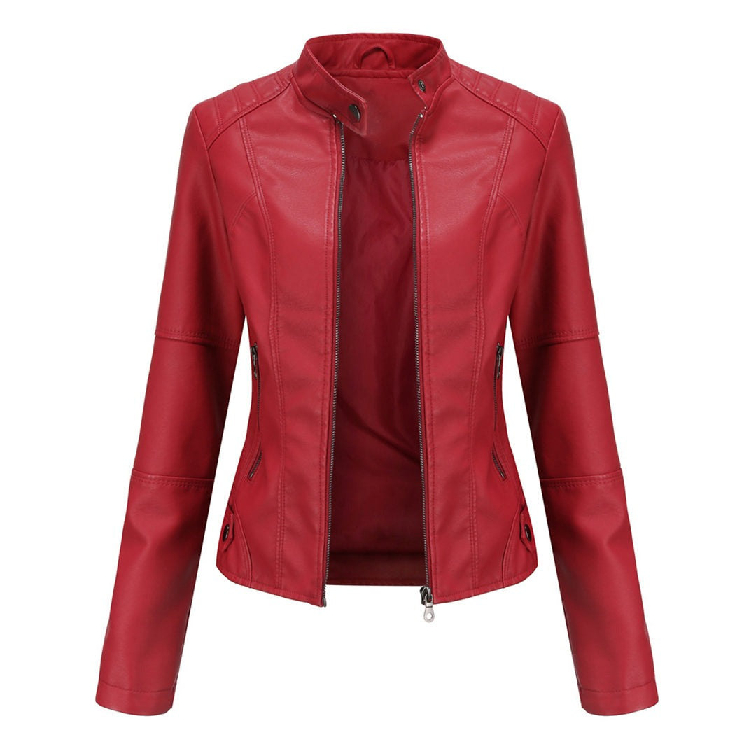 Giacca Ecopelle Donna, Biker, Collo alla Coreana, Zip-Modaso