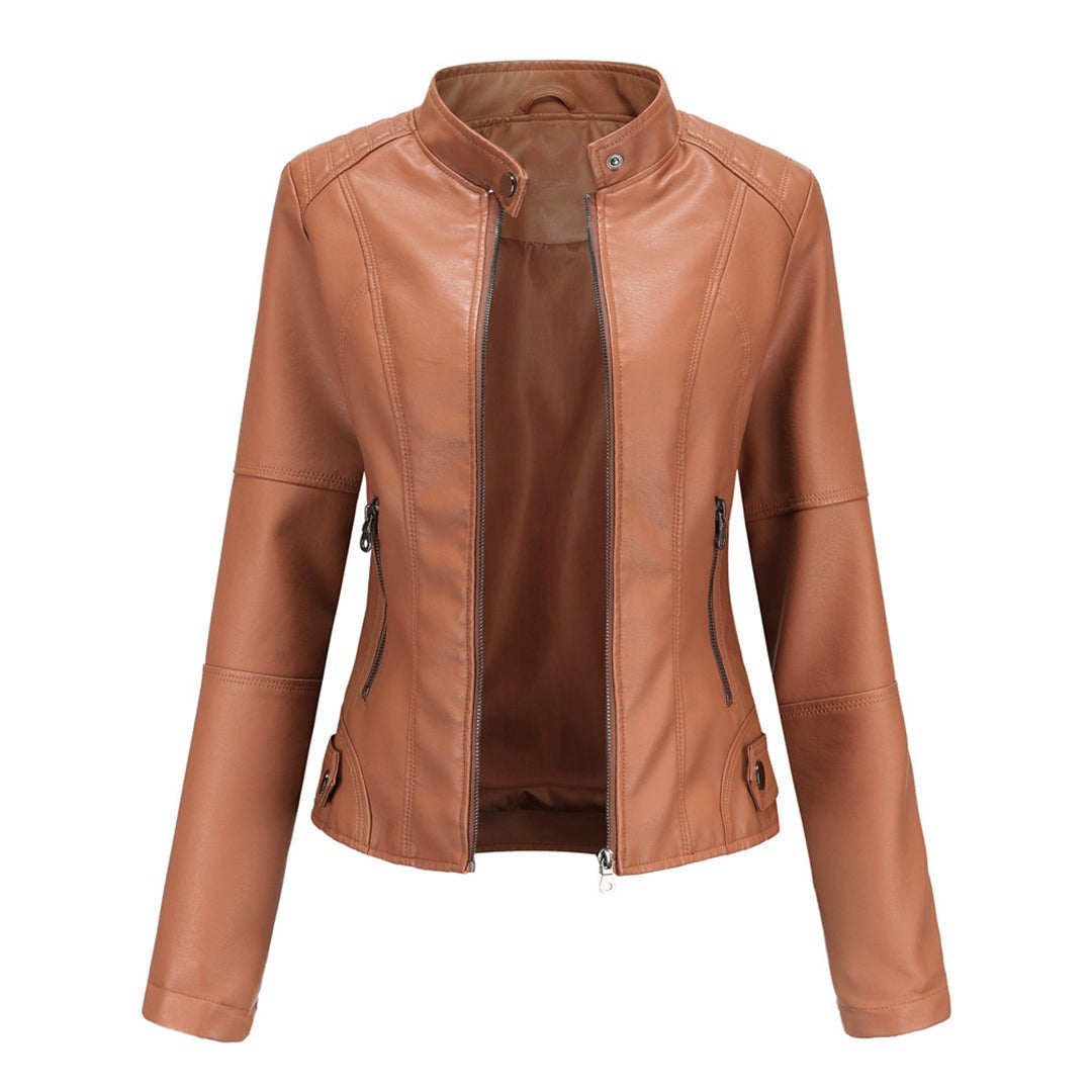 Giacca Ecopelle Donna, Biker, Collo alla Coreana, Zip-Modaso