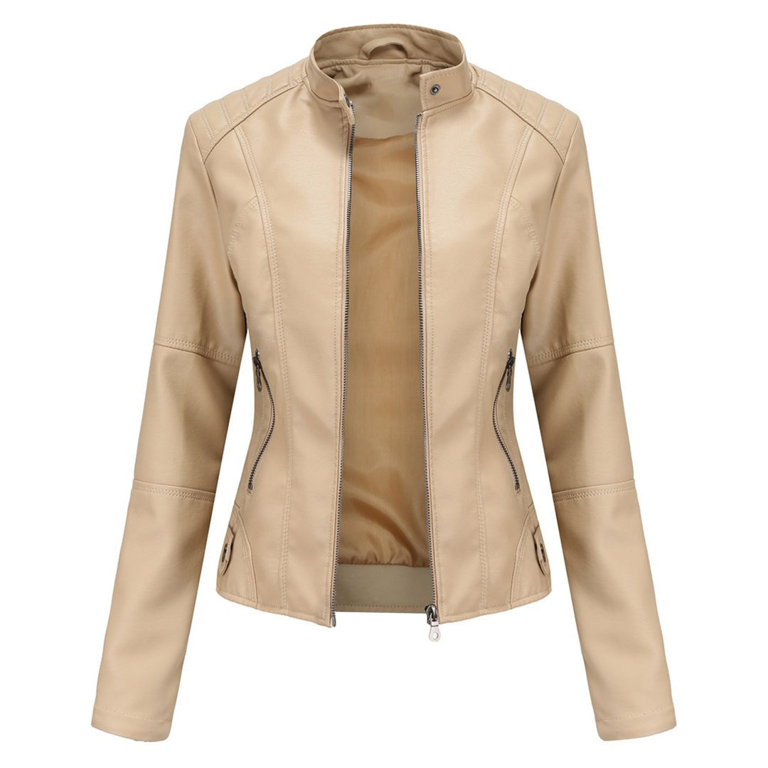 Giacca Ecopelle Donna, Biker, Collo alla Coreana, Zip-Modaso