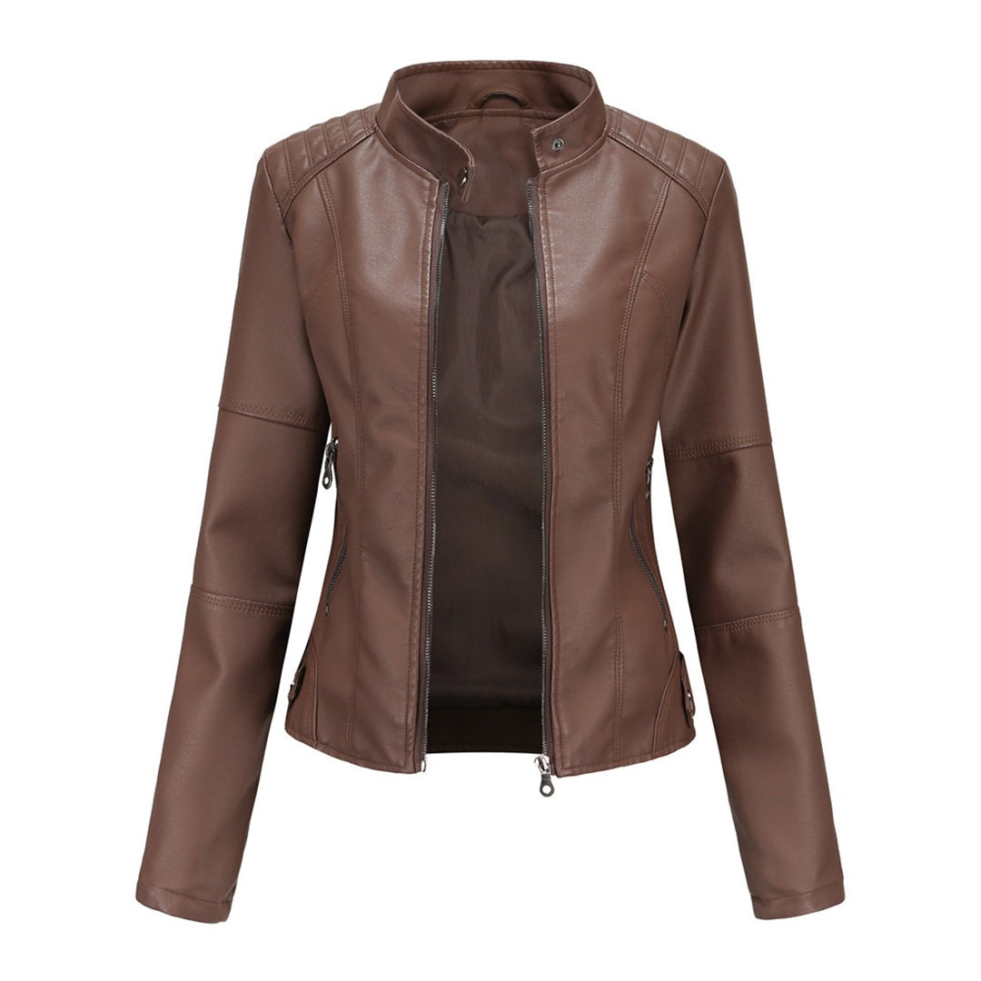 Giacca Ecopelle Donna, Biker, Collo alla Coreana, Zip-Modaso