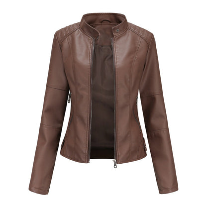 Giacca Ecopelle Donna, Biker, Collo alla Coreana, Zip-Modaso
