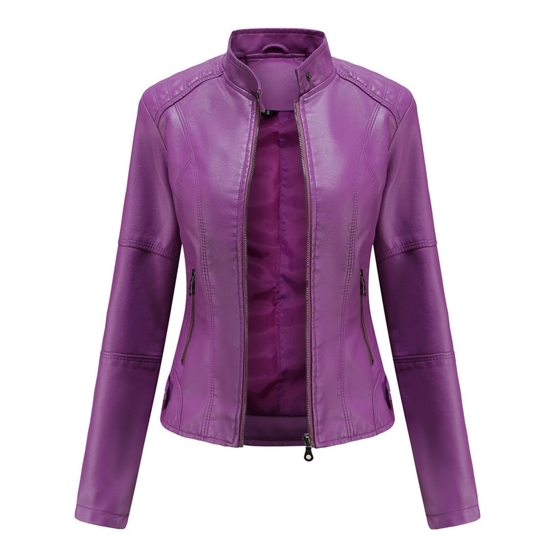 Giacca Ecopelle Donna, Biker, Collo alla Coreana, Zip-Modaso