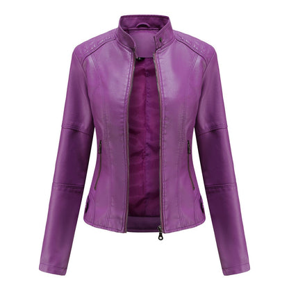 Giacca Ecopelle Donna, Biker, Collo alla Coreana, Zip-Modaso