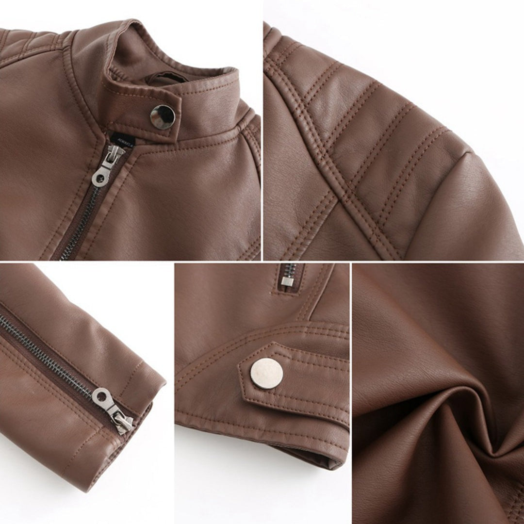 Giacca Ecopelle Donna, Biker, Collo alla Coreana, Zip-Modaso