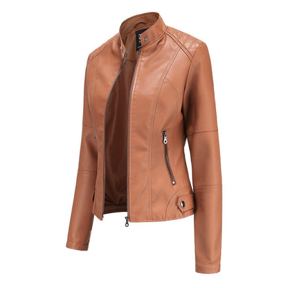 Giacca Ecopelle Donna, Biker, Collo alla Coreana, Zip-Modaso