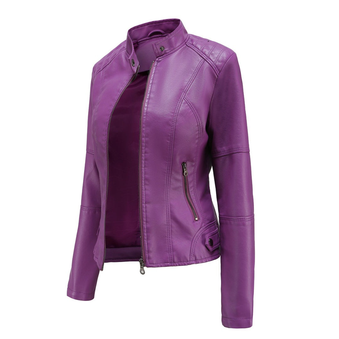 Giacca Ecopelle Donna, Biker, Collo alla Coreana, Zip-Modaso