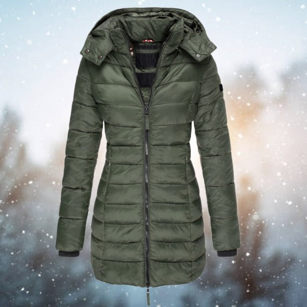 Giacca Invernale Donna, Lunga, Trapuntata, Cappuccio-Modaso