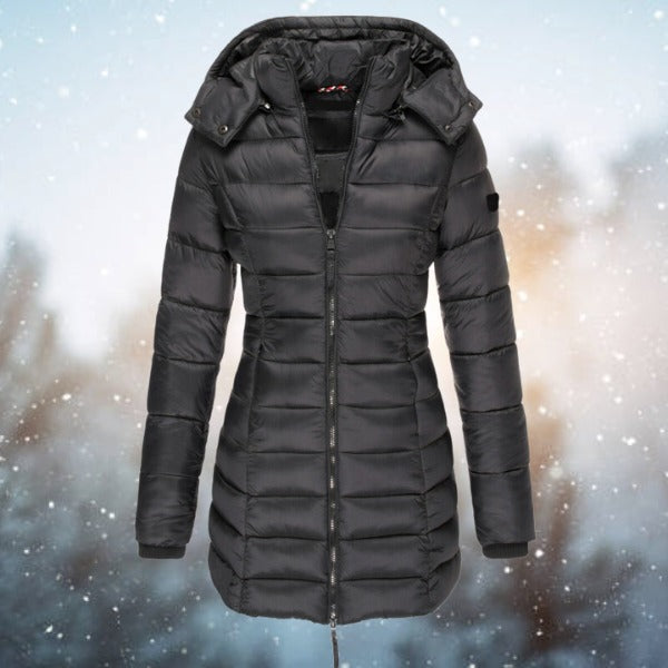 Giacca Invernale Donna, Lunga, Trapuntata, Cappuccio-Modaso