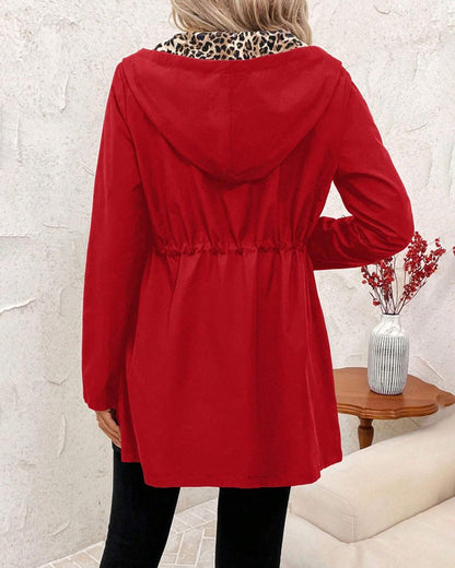 Giacca Leopardata Donna, Reversibile, Cappuccio, Coulisse in Vita-Modaso