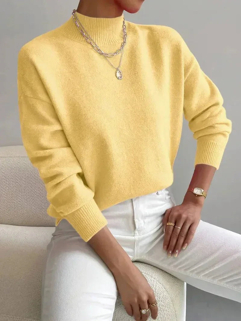 Lupetto Donna, Collo Alto Corto, Maglia Morbida, Manica Lunga-Modaso